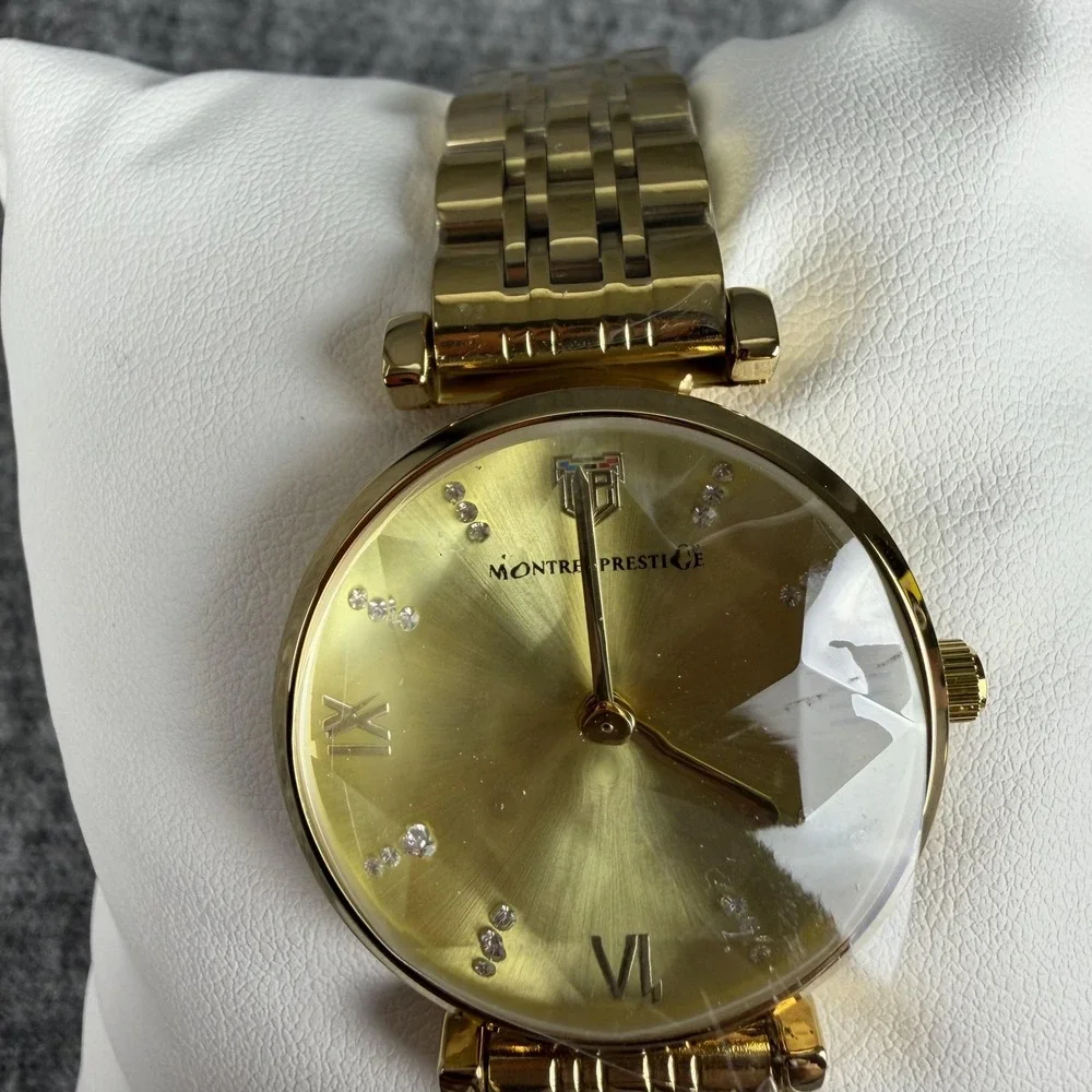 Montres Prestige Womens Watch MPW-0017 Gold Dial Gold Bracelet Dress Date 30M